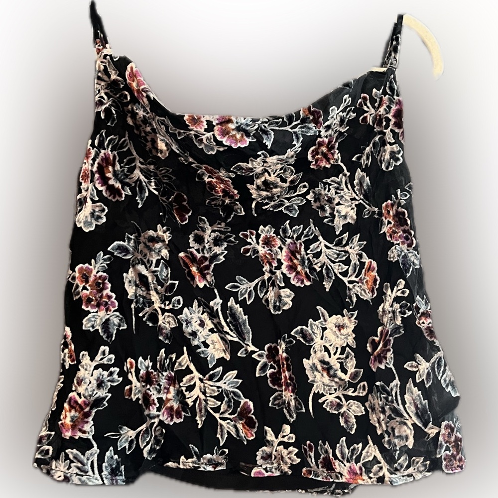 AEO Cowl Neck Velvet Floral Cami